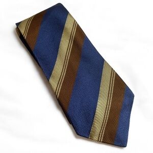 Park Lane Striped Silk Tie in Blue Brown Gold – Classic Menswear Accessory